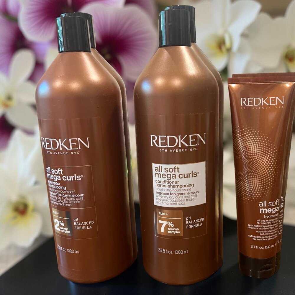 Redken AllSoft Mega Curls Shampoo Conditioner 33.8 oz Hydrate Treatment 5.1 oz